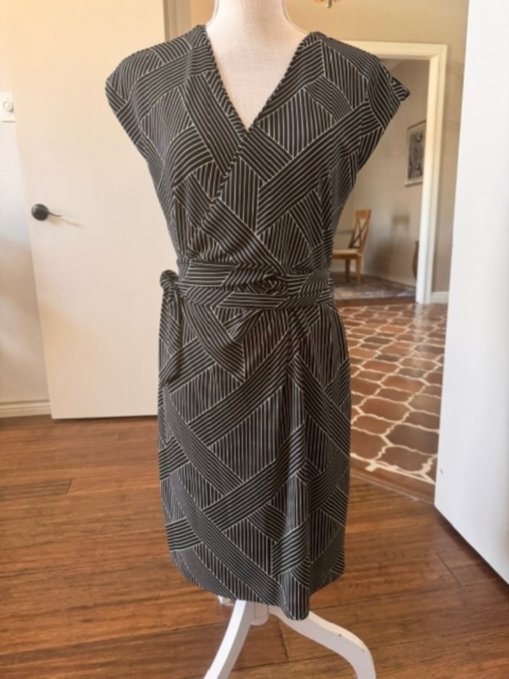 Ann Taylor Black Dress with Beige pattern
